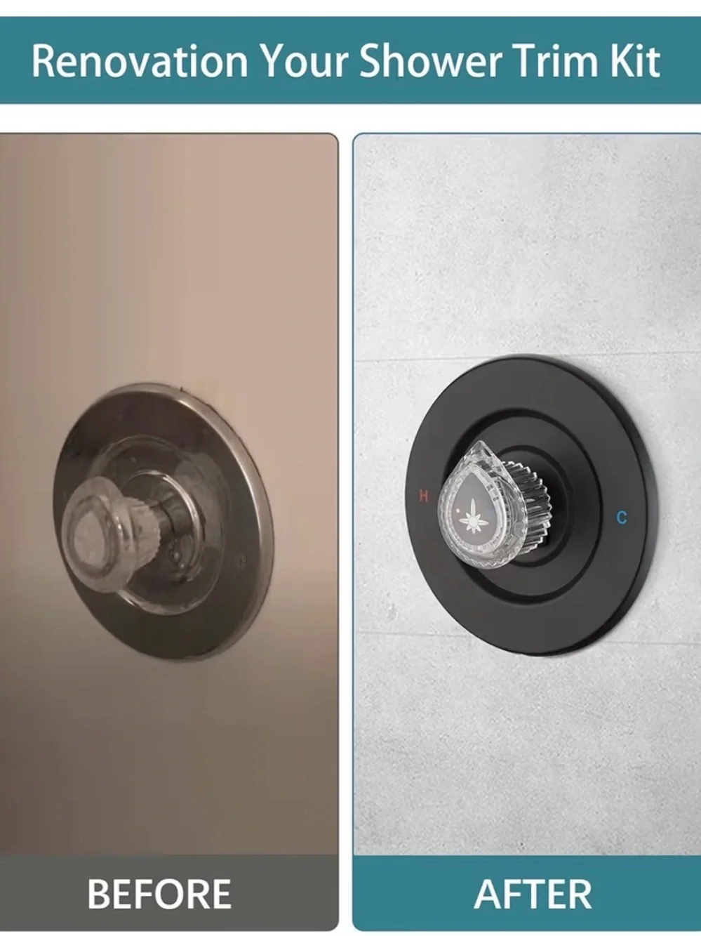 Matte Black Shower Temperature Control Handle with Clear Acrylic Knob